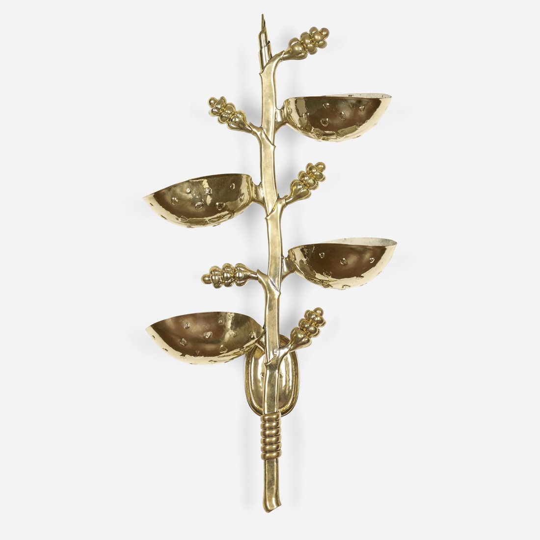 Paavo Tynell monumental sconce: Paavo Tynell monumental sconce from the Wivex Restaurant, Tivoli Gardens Taito OY Finland, c. 1940 brass 17 w x 9.5 d x 33 h inches Signed with stamped manufacturer's mark to mount: [Made in Finland T