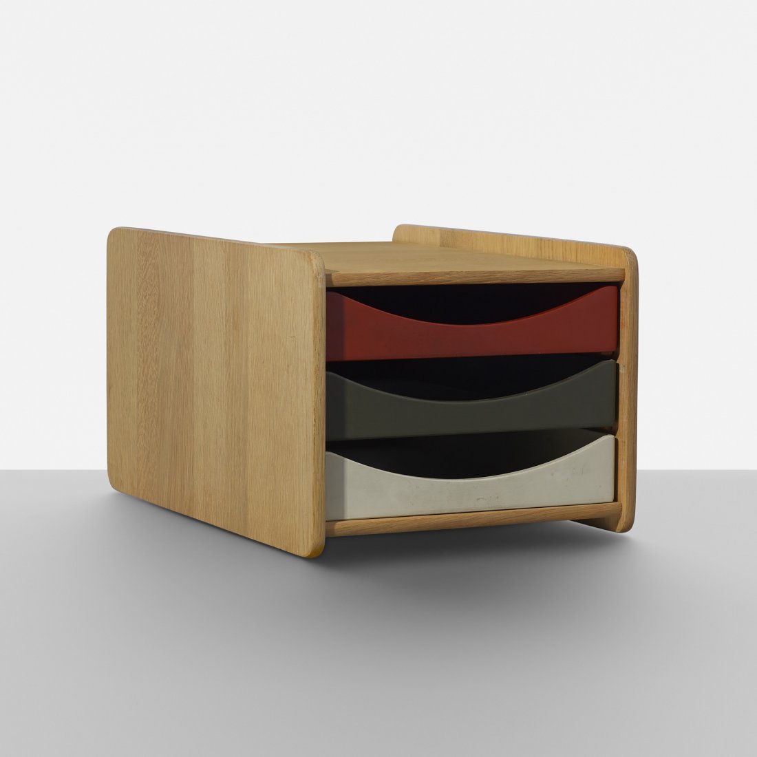 Borge Mogensen desk organizer: Borge Mogensen desk organizer Karl Andersson & Soner Denmark, c. 1965 oak, lacquered wood 10.75 w x 14.25 d x 8.5 h inches