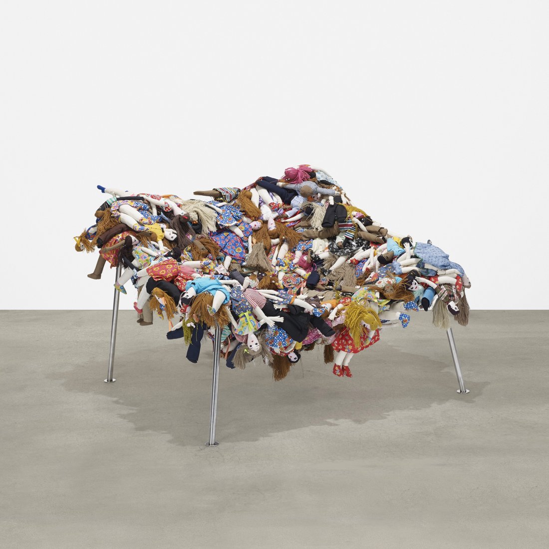 Fernando and Humberto Campana Multidão chair: Fernando and Humberto Campana Multidão chair Estudio Campana Brazil, 2002/2005 ready-made dolls, stainless steel 40 w x 40 d x 26 h inches This work is from the edition of thirty-five. Embroidered si