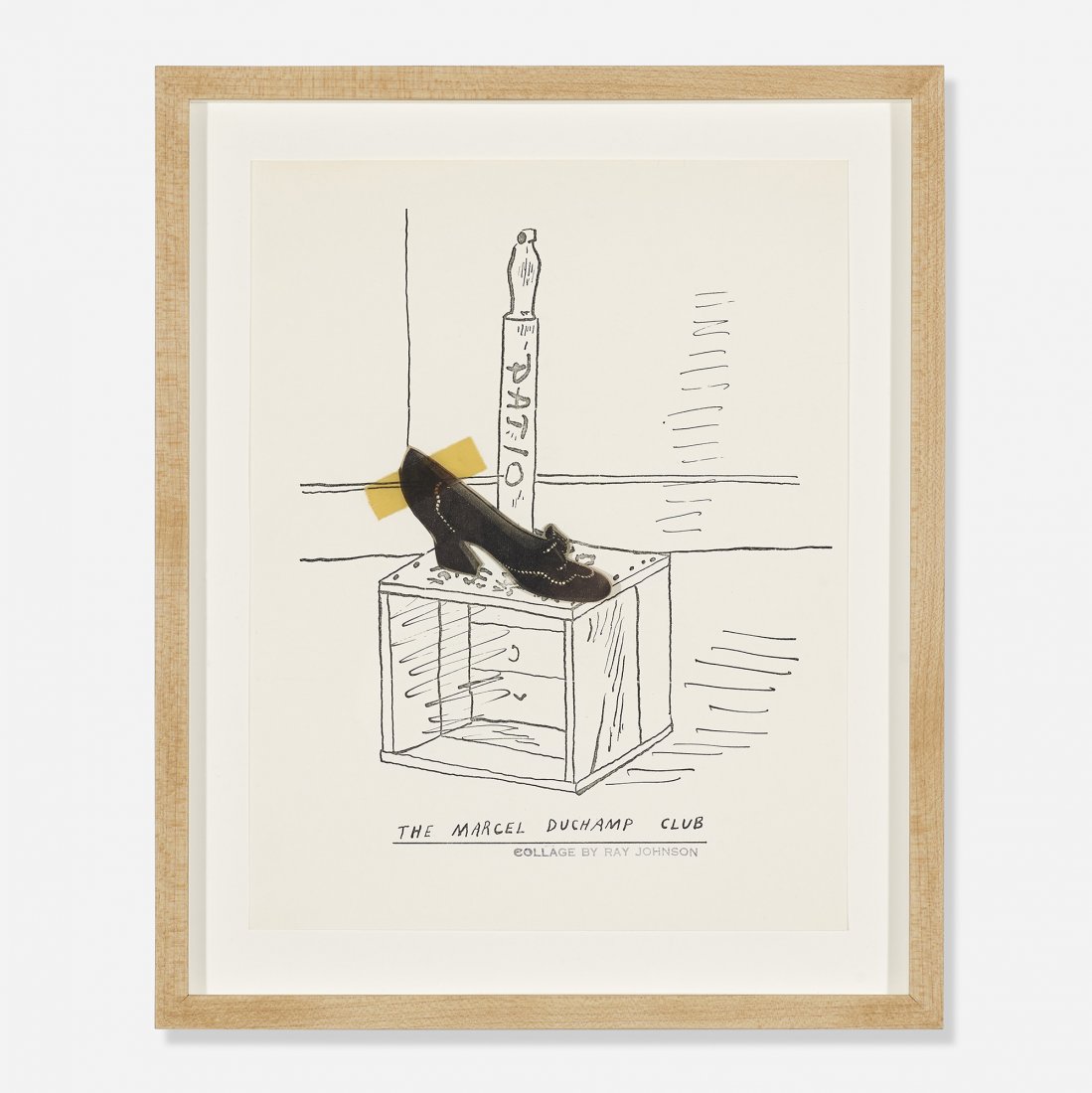 Ray Johnson The Marcel Duchamp Club: Ray Johnson The Marcel Duchamp Club USA ink on paper with collage 11 h x 8.5 w inches Stamped signature to lower center 'Collage by Ray Johnson'. Titled to lower center 'The Marcel Duchamp Club'. Prov