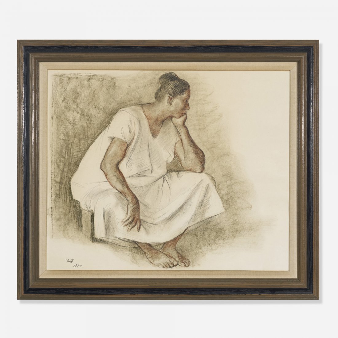 Francisco Zúñiga Untitled (Seated Woman): Francisco Zúñiga Untitled (Seated Woman) Mexico, 1970 conte and charcoal on paper 20 h x 24 w inches Signed and dated to lower left 'Zuniga 1970'. Provenance: Collection of Charles and Jean Moses, L