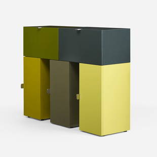 François Bauchet Stonehenge console: François Bauchet Stonehenge console from a Muriel Brandolini Interior Galerie Kreo France, 2005 lacquered wood, stainless steel 68 w x 18.25 d x 46 h inches This work is number six from the edition o