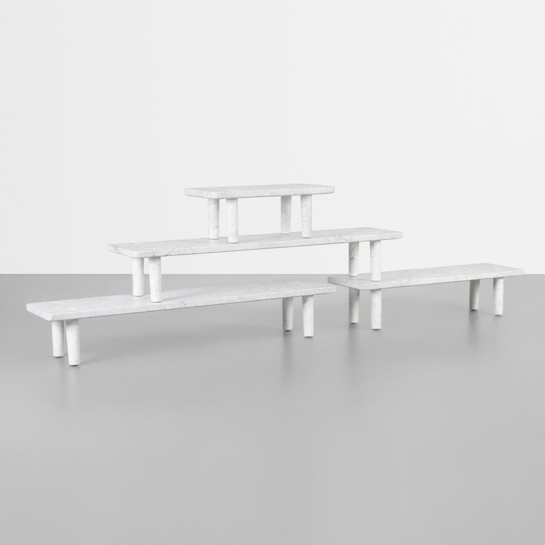 Jasper Morrison Carrara tables, Variation N. 16+1: Jasper Morrison Carrara tables, Variation N. 16+1 Galerie Kreo United Kingdom, 2005 marble 120 w x 15.25 d x 33.25 h inches This work is number seven from the edition of twelve. Signed with applied me