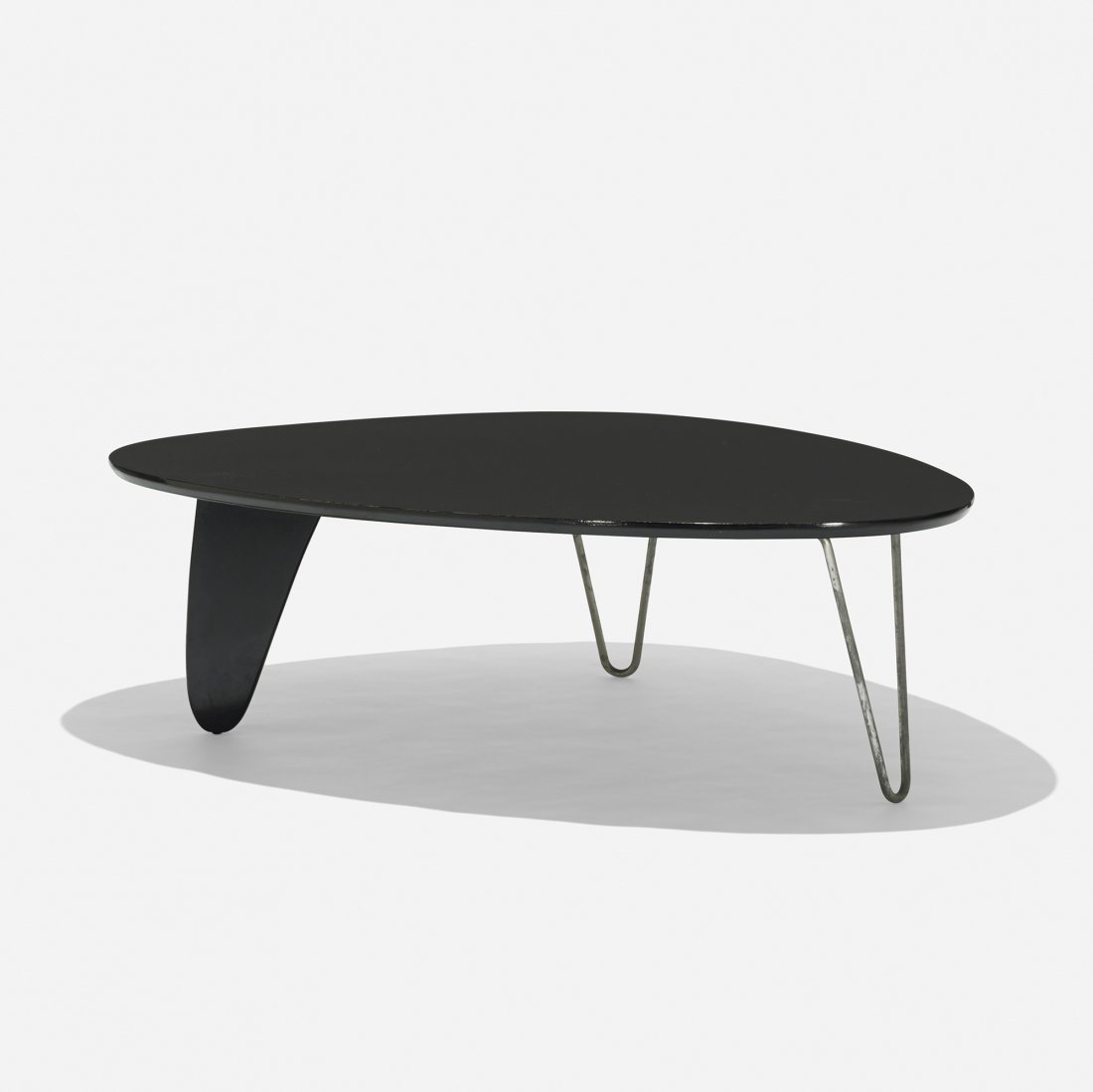 Isamu Noguchi Rudder coffee table, model IN-52: Isamu Noguchi Rudder coffee table, model IN-52 Herman Miller USA, 1944 lacquered wood, aluminum 49.75 w x 36 d x 15.5 h inches The tabletops for Noguchiâ€™s IN-52 and IN-20 are the same size and 