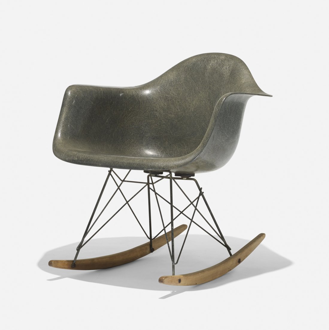 Charles and Ray Eames RAR: Charles and Ray Eames RAR Herman Miller/Zenith Plastics USA, 1950 molded fiberglass with rope edge, birch, enameled steel, rubber 24.75 w x 27 d x 27 h inches Signed with applied manufacturer's label