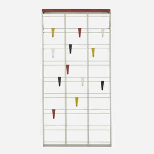 Coen de Vries Pilastro coatrack: Coen de Vries Pilastro coatrack The Netherlands, 1958 perforated and enameled steel 30 w x 8 d x 59.25 h inches