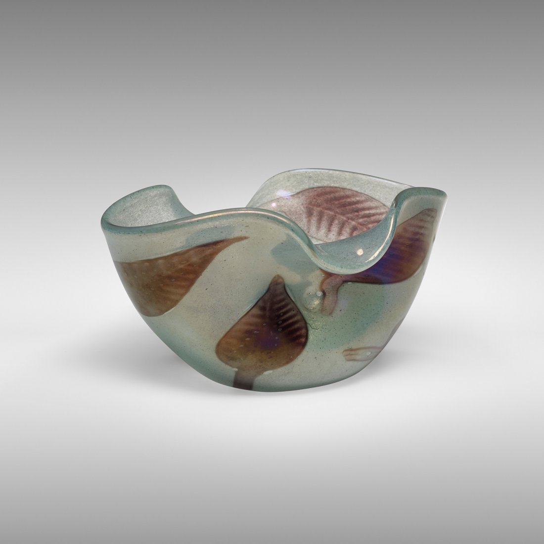 Angelo Barovier Glauco bowl: Angelo Barovier Glauco bowl Barovier & Toso Italy, 1953 10.75 w x 7 d x 5.5 h inches Literature: 20th Century Murano Glass, Heiremans, pg. 112