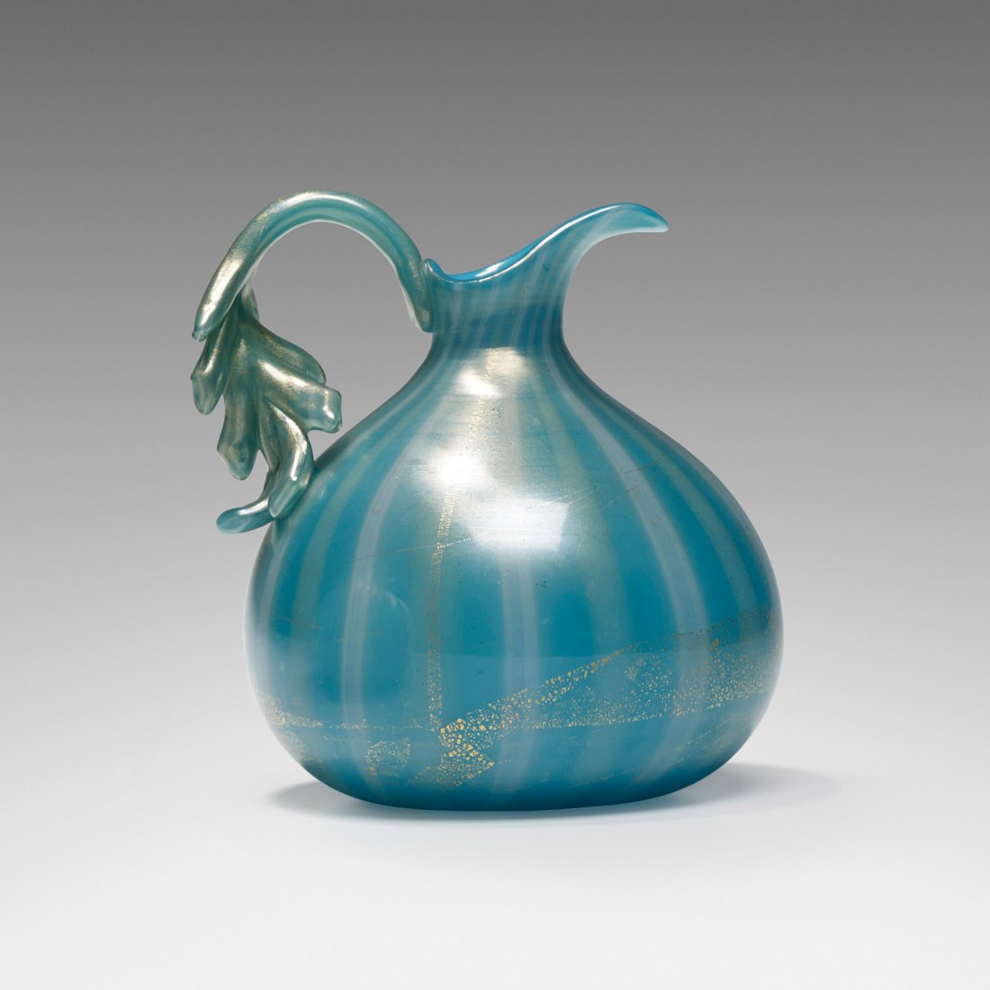 Flavio Poli pitcher: Flavio Poli pitcher Seguso Vetri d'Arte Italy, 1948 fused glass with gold leaf and applied handle 5.75 w x 5 d x 5.75 h inches Literature: Art Glass From Murano: 1910-1970, Heiremans, pg. 158 Seguso V