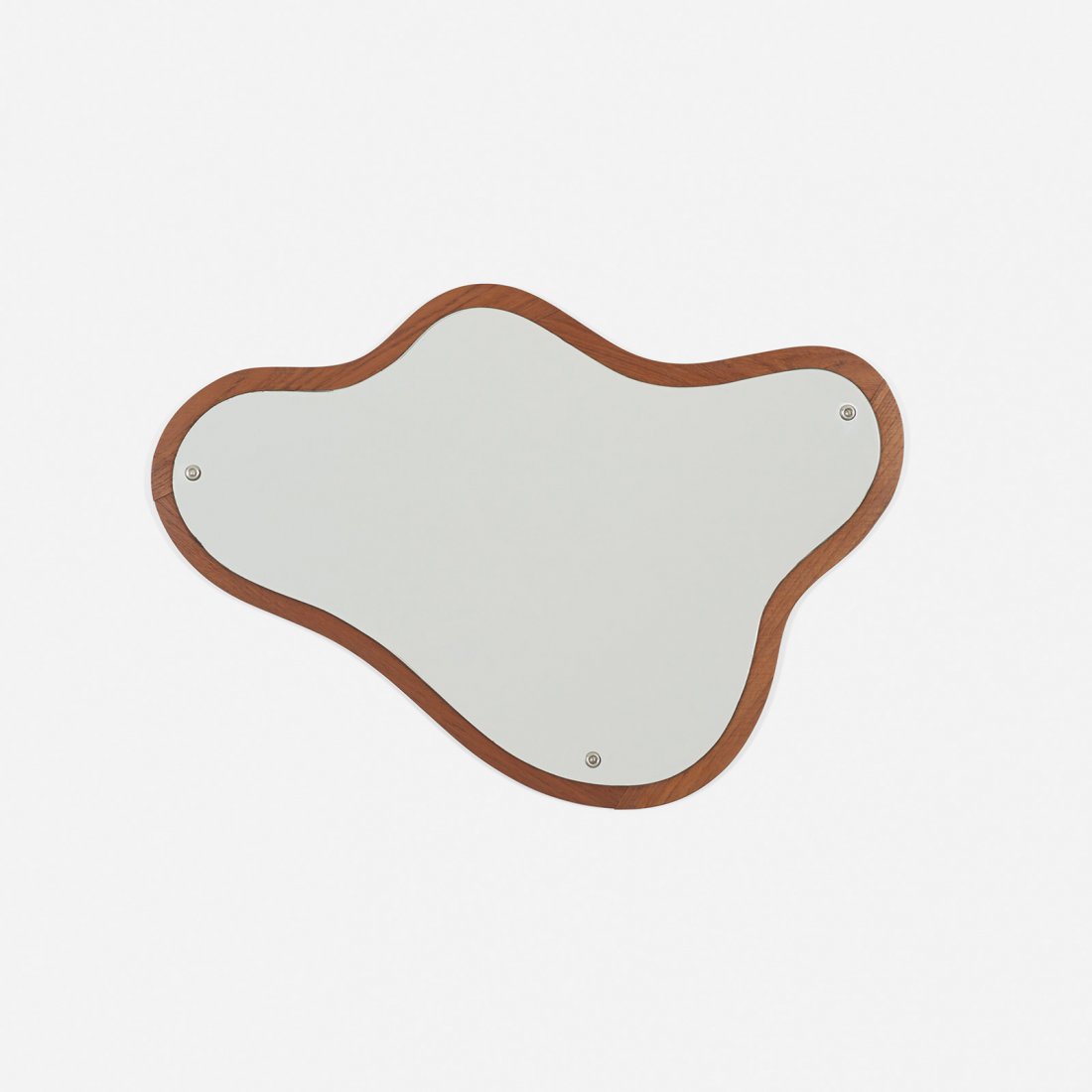 Arne Vodder and Anton Borg mirror: Arne Vodder and Anton Borg mirror Vamo Sonderborg Denmark, c. 1950 mirrored glass, teak 25.25 w x .5 d x 18.25 h inches