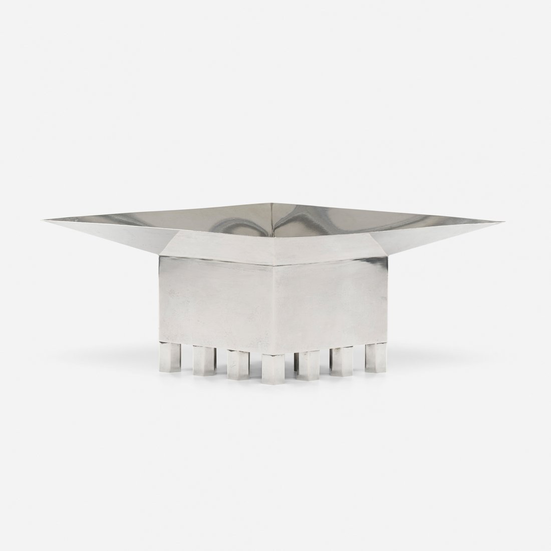 Hans Hollein centerpiece: Hans Hollein centerpiece Rossi & Arcandi for Cleto Munari Austria, 1984 sterling silver 24.75 w x 12.25 d x 8.25 h inches This work is number seven from the edition of ninety-nine. Impressed signature