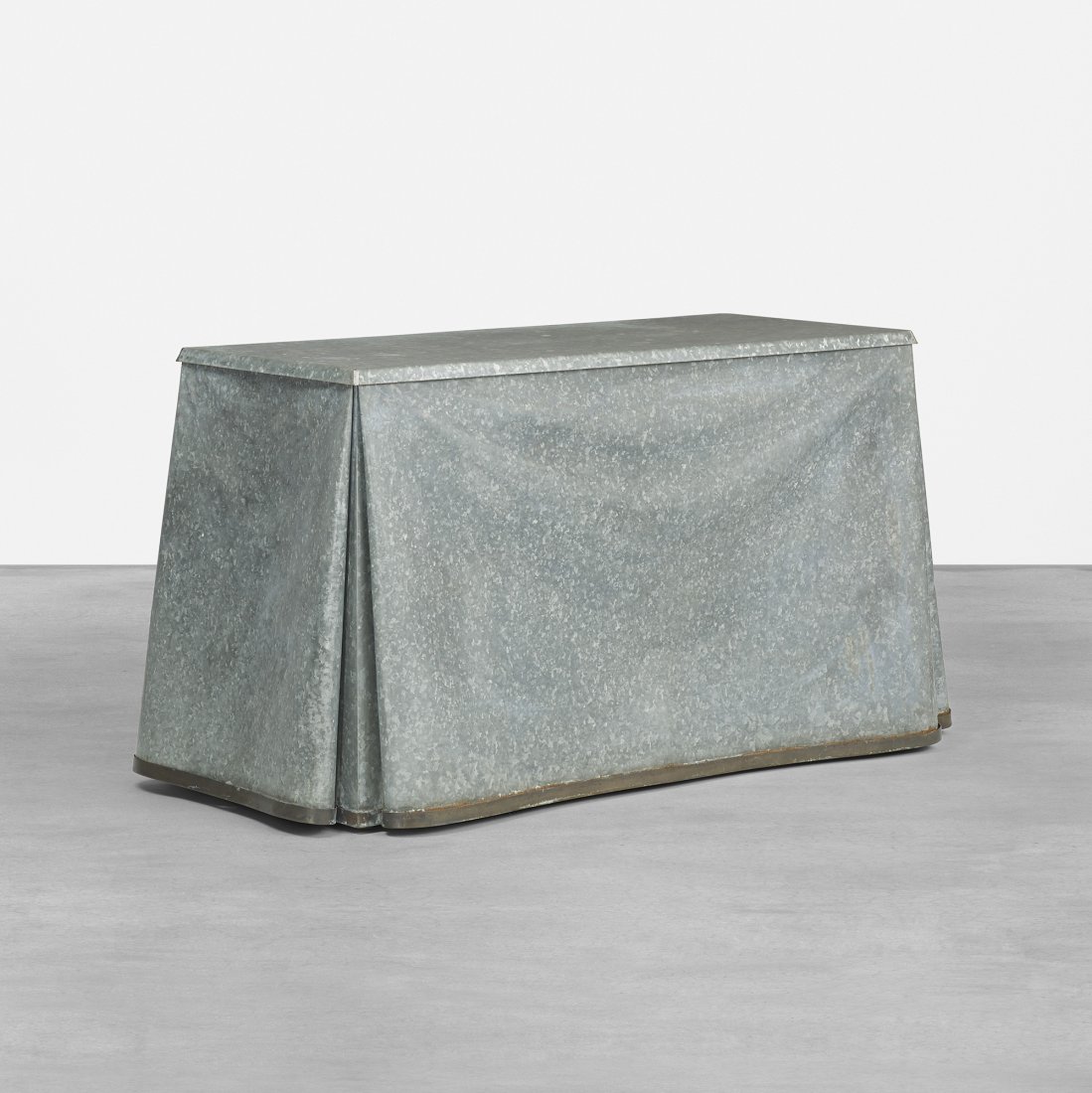 John Dickinson console, model 57: John Dickinson console, model 57 USA, c. 1974 galvanized steel, brass 49 w x 20 d x 30 h inches Literature: Les Décorateures des Années 60-70, Favardin and Bloch-Champfort, pg. 161