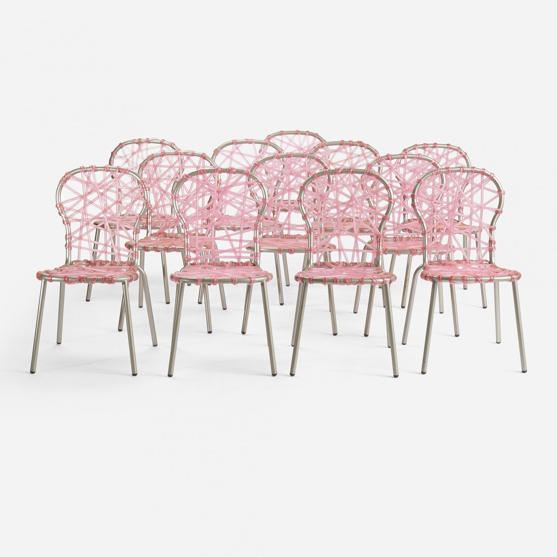 Campana set of twelve Zig Zag chairs: Fernando and Humberto Campana set of twelve Zig Zag chairs from L'est Parisien Edra Brazil, 2001 plastic tubing, powder-coated steel 18.5 w x 24 d x 35.5 h inches Literature: Campana Brothers: Complet