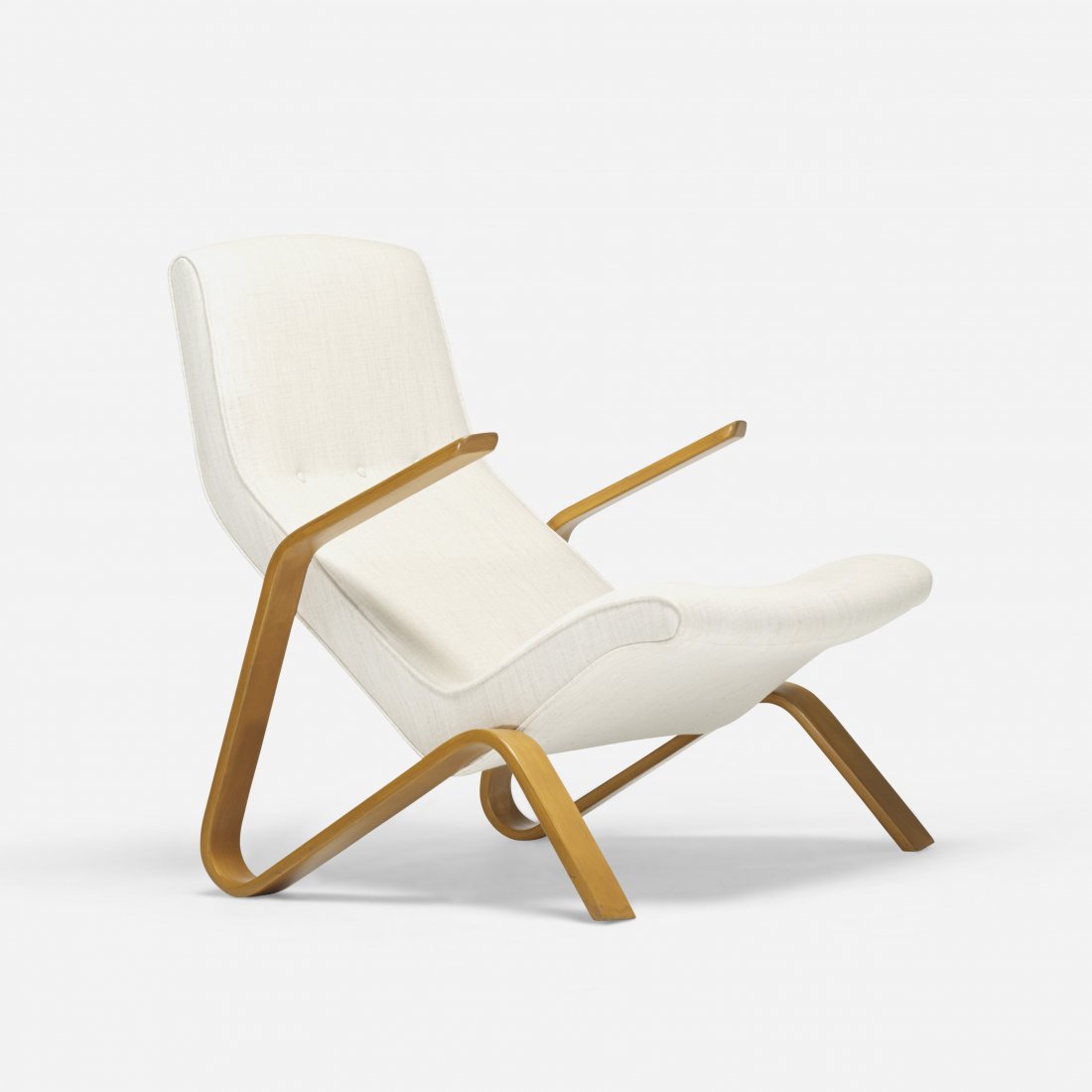 Eero Saarinen Grasshopper lounge chair: Eero Saarinen Grasshopper lounge chair Knoll International USA, 1946/c. 1965 upholstery, stained and laminated birch plywood 31 w x 35 d x 34.75 h inches Literature: Knoll Furniture: 1938-1960, Roulan