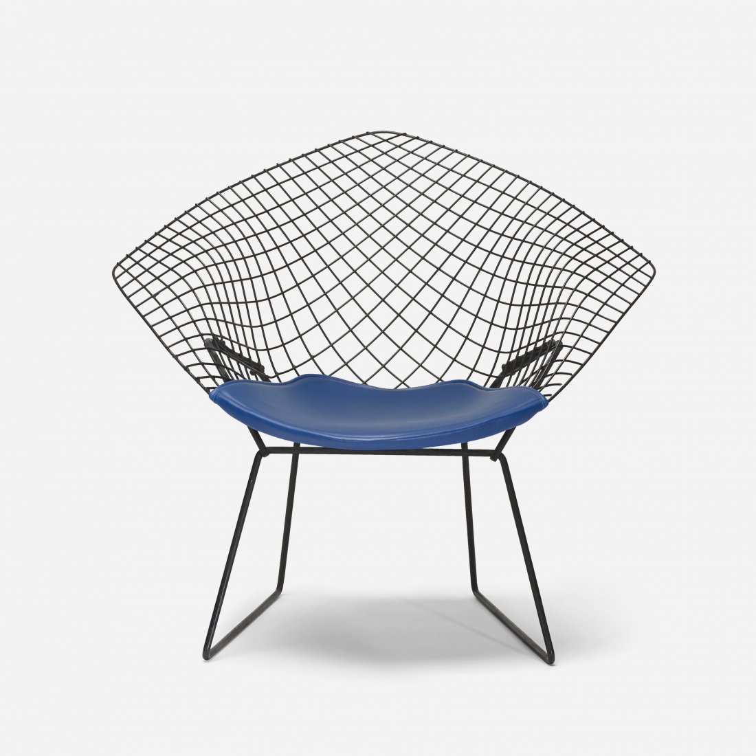 Harry Bertoia Diamond chair: Harry Bertoia Diamond chair Knoll USA, 1952 enameled steel, vinyl 33.5 w x 28 d x 30.5 h inches Signed with paper manufacturer's label to underside: [Knoll Inc].