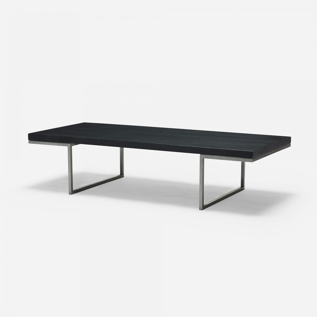 Modern coffee table: Modern coffee table USA, c. 1990 lacquered wood, stainless steel 54 w x 23.75 d x 13.25 h inches
