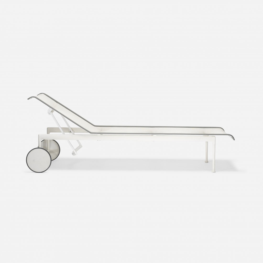 Richard Schultz adjustable chaise: Richard Schultz adjustable chaise Knoll International USA, 1966 enameled aluminum, nylon, vinyl, rubber 27.25 w x 76 d x 14.25 h inches
