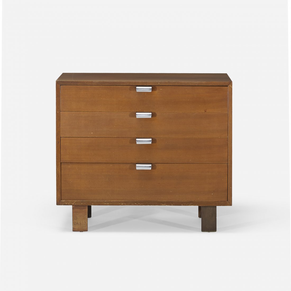 George Nelson & Associates cabinet, model 4606: George Nelson & Associates cabinet, model 4606 Herman Miller USA, c. 1948 walnut, aluminum 34 w x 19.5 d x 29.75 h inches Signed with applied foil manufacturer's label to drawer: [George Nelson Design