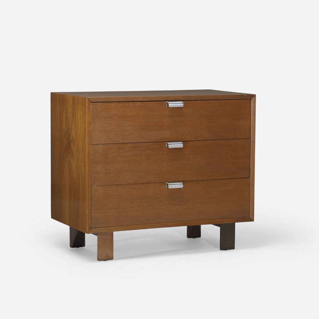 George Nelson & Associates cabinet, model 4600: George Nelson & Associates cabinet, model 4600 Herman Miller USA, c. 1948 walnut, aluminum 34 w x 19.5 d x 29.75 h inches Signed with applied foil manufacturer's label to drawer: [George Nelson Design