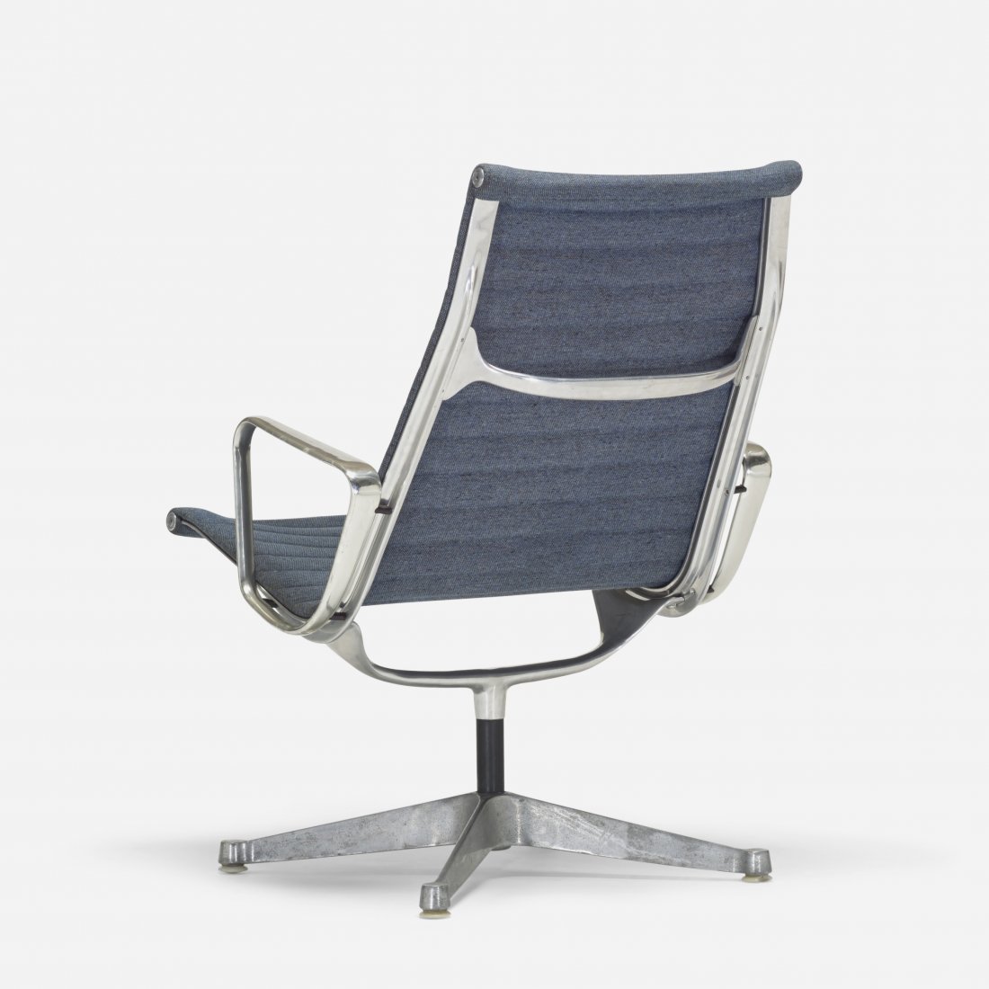 Charles and Ray Eames Aluminum Group armchair: Charles and Ray Eames Aluminum Group armchair Herman Miller USA, 1958 cast aluminum, upholstery, enameled steel, plastic 24.75 w x 28 d x 34.5 h inches Signed with cast manufacturer's mark to frame: [