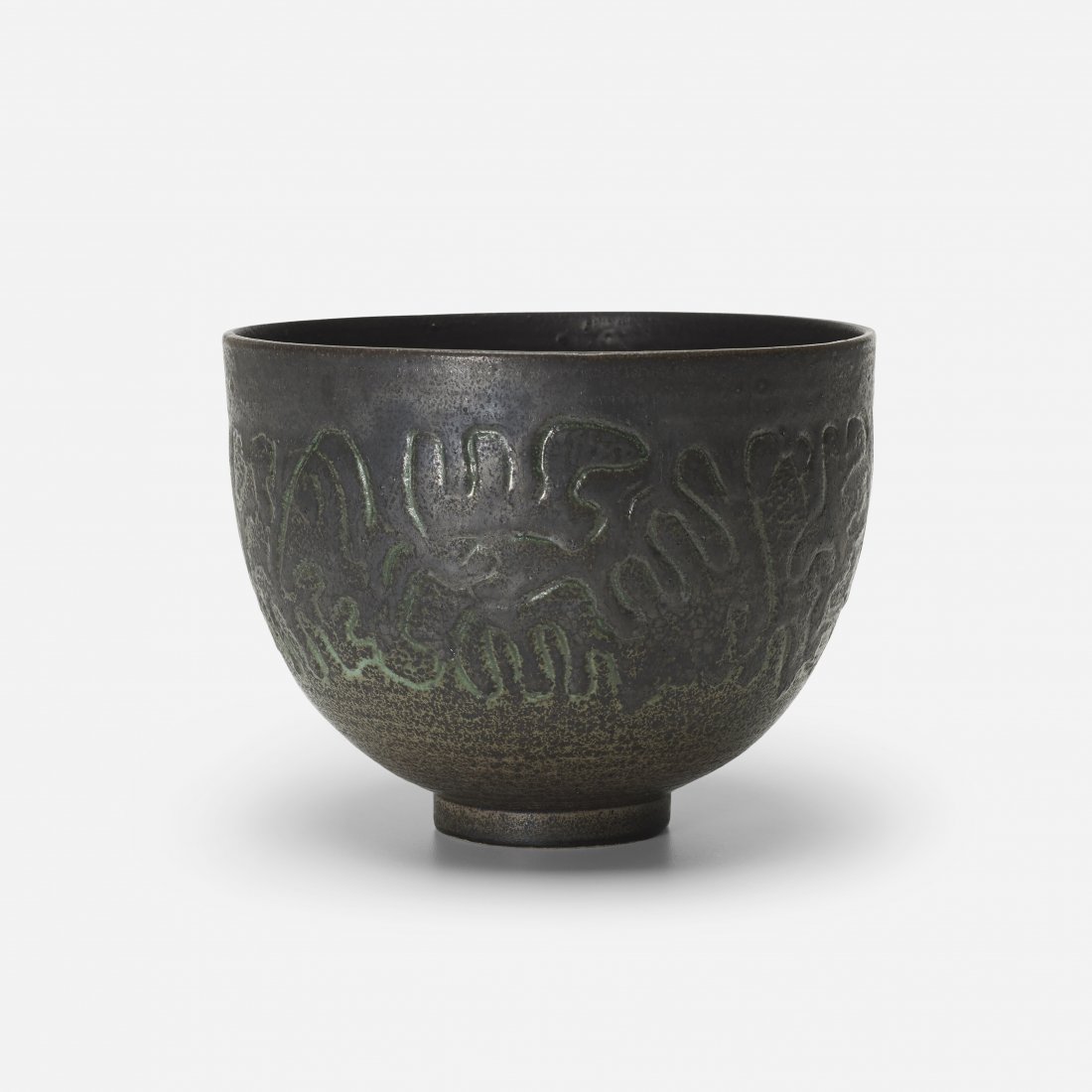 Edwin and Mary Scheier bowl: Edwin and Mary Scheier bowl USA, 1988 glazed stoneware 7.75 dia x 6 h inches Incised signature and date to underside: [Scheier 88].