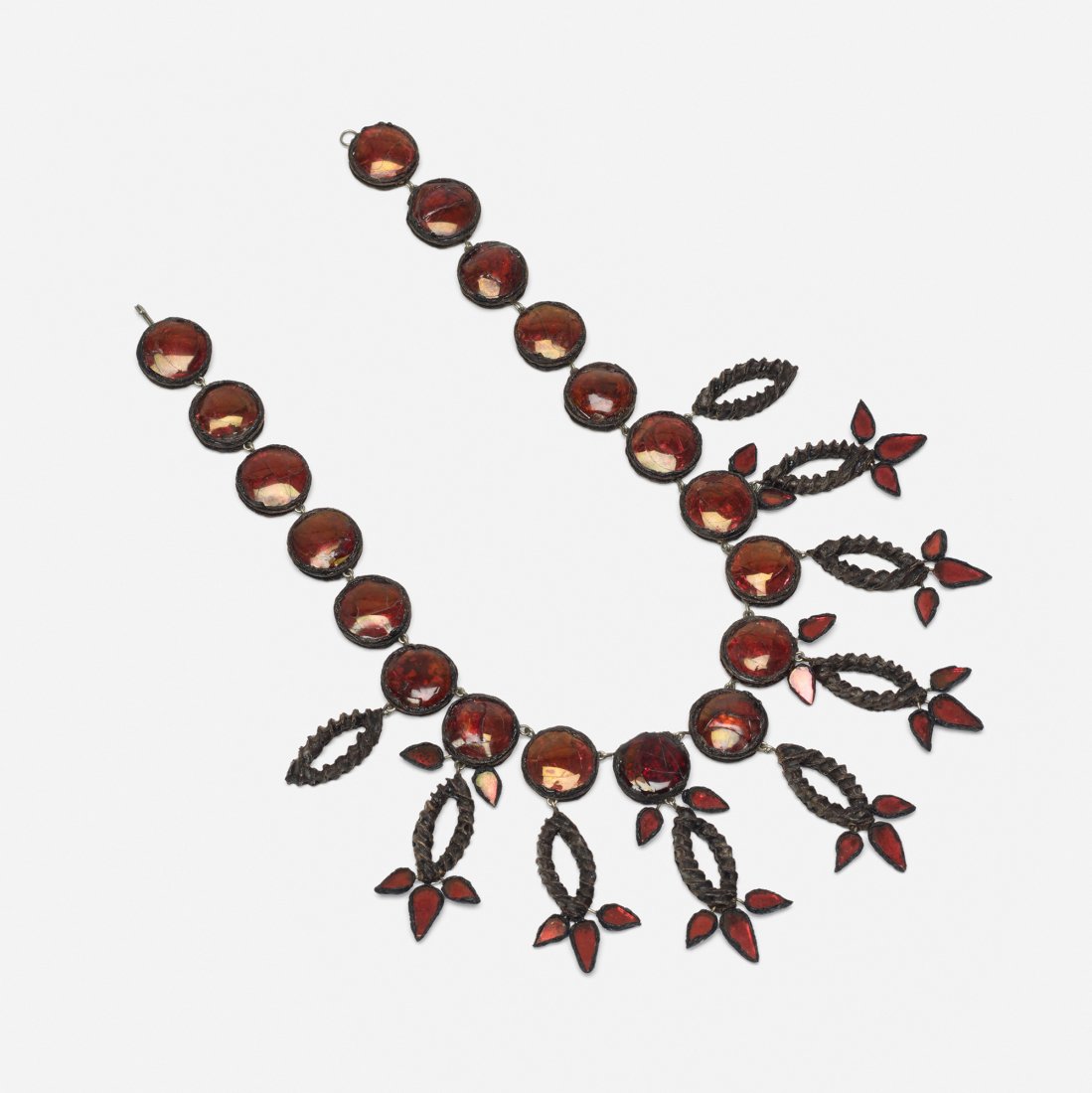 Line Vautrin necklace: Line Vautrin necklace France, c. 1960 talosel, resin, silver .25 d x 2.5 h inches