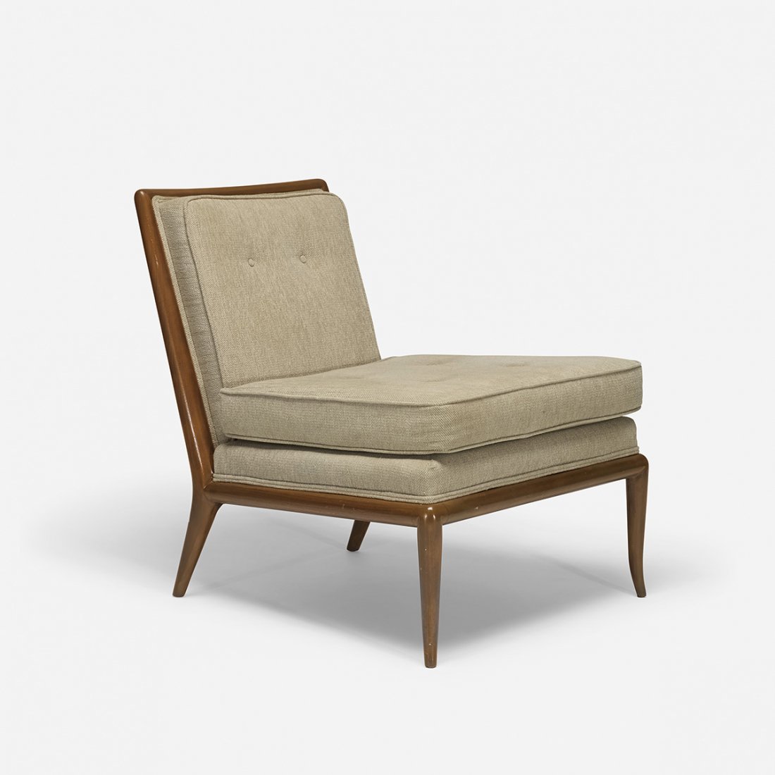 T.H. Robsjohn-Gibbings lounge chair: T.H. Robsjohn-Gibbings lounge chair Widdicomb United Kingdom, c. 1955 upholstery, lacquered walnut 26.5 w x 33 d x 31 h inches