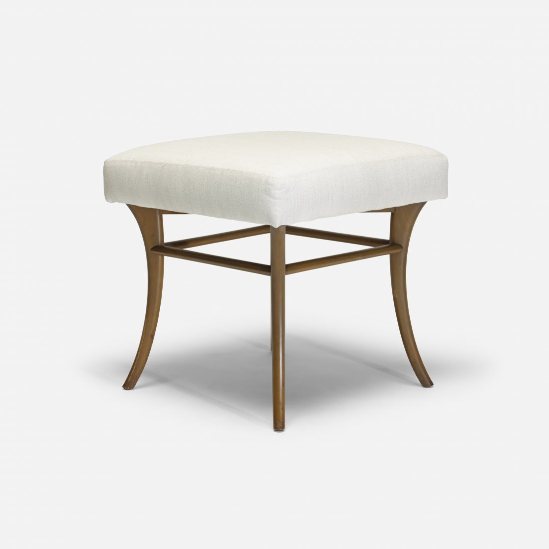 T.H. Robsjohn-Gibbings stool: T.H. Robsjohn-Gibbings stool Widdicomb United Kingdom, c. 1950 upholstery, maple 21 w x 21 d x 20.5 h inches
