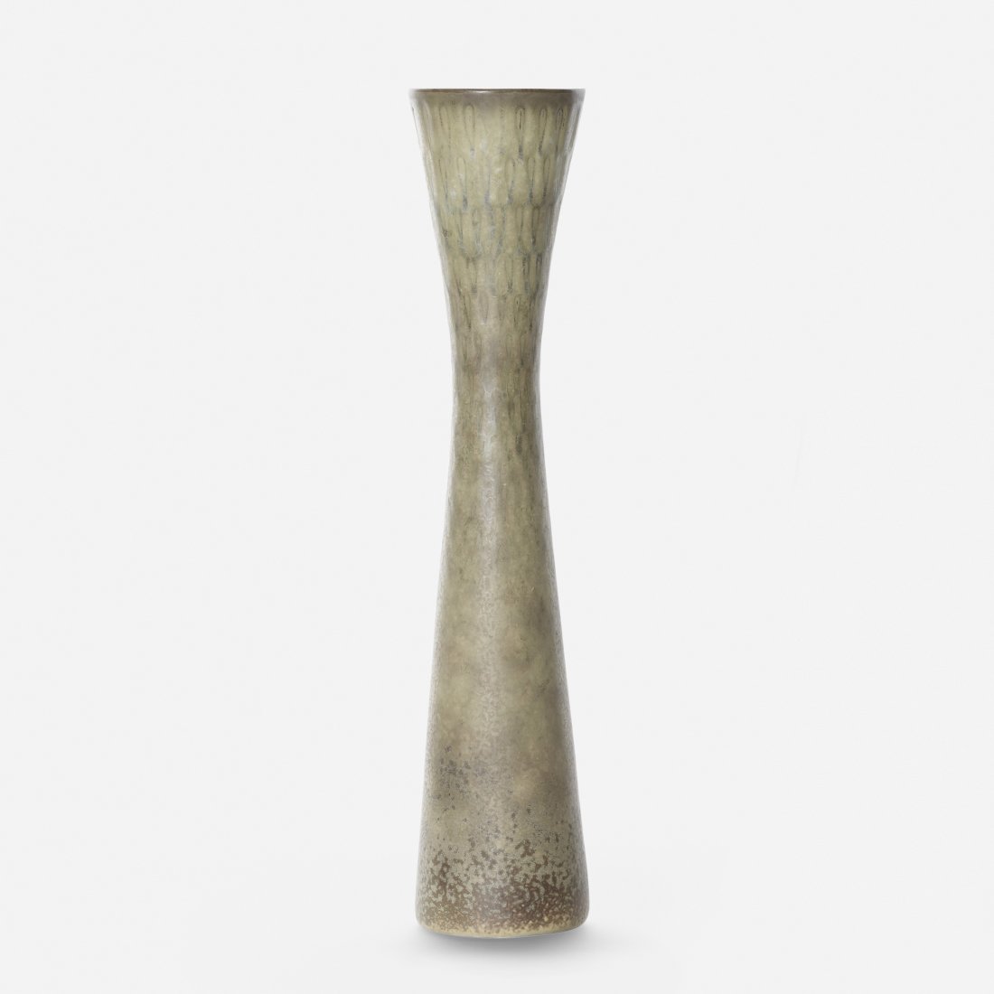 Carl-Harry Stalhane vase: Carl-Harry Stalhane vase Rorstrand Sweden, c. 1960 glazed stoneware 2.5 dia x 12 h inches Signed with incised manufacturer's mark to underside: [R Sweden CHS SDM].