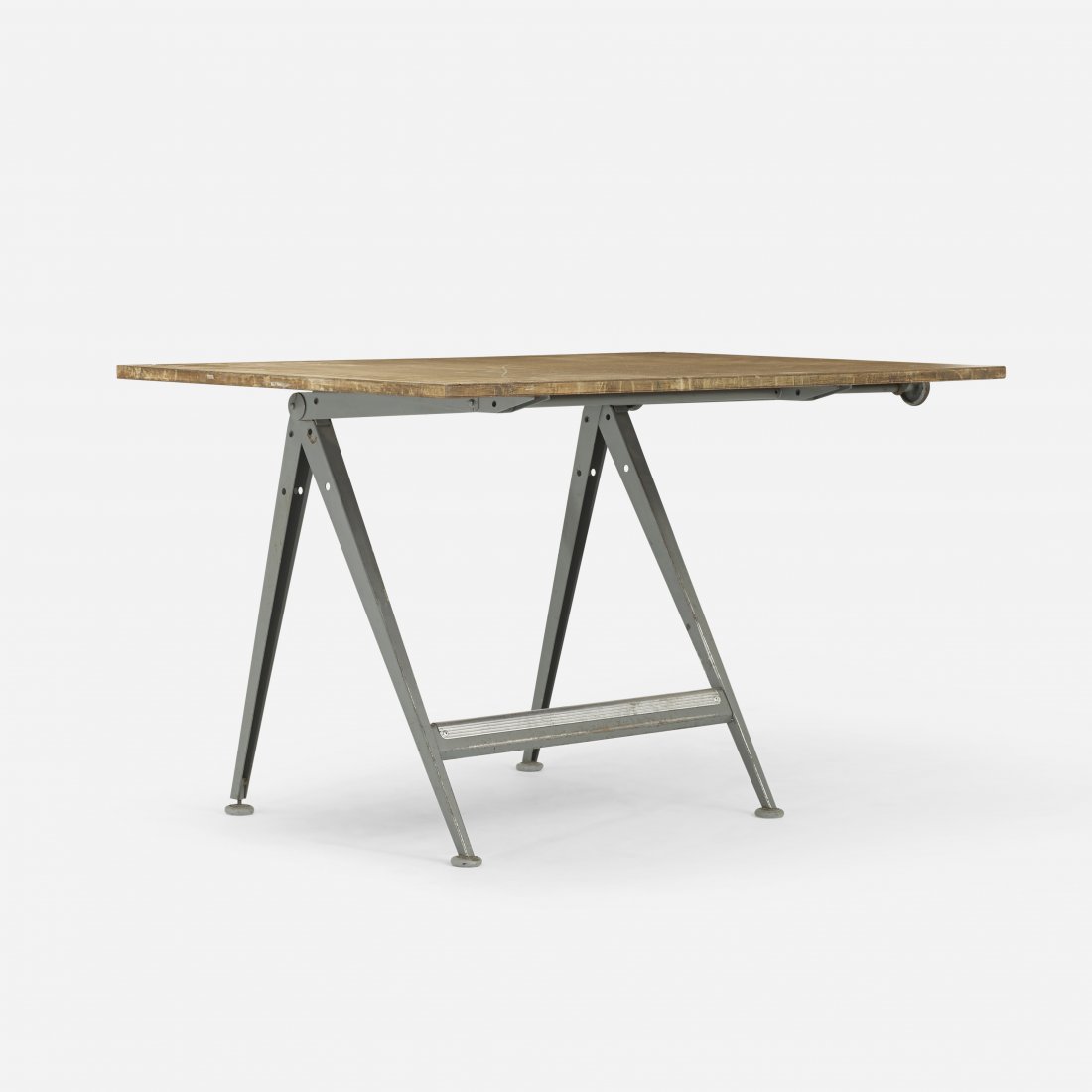 Wim Rietveld and Friso Kramer drafting table: Wim Rietveld and Friso Kramer drafting table Ahrend The Netherlands, 1963 beech plywood, enameled steel, aluminum 49 w x 31.5 d x 30 h inches