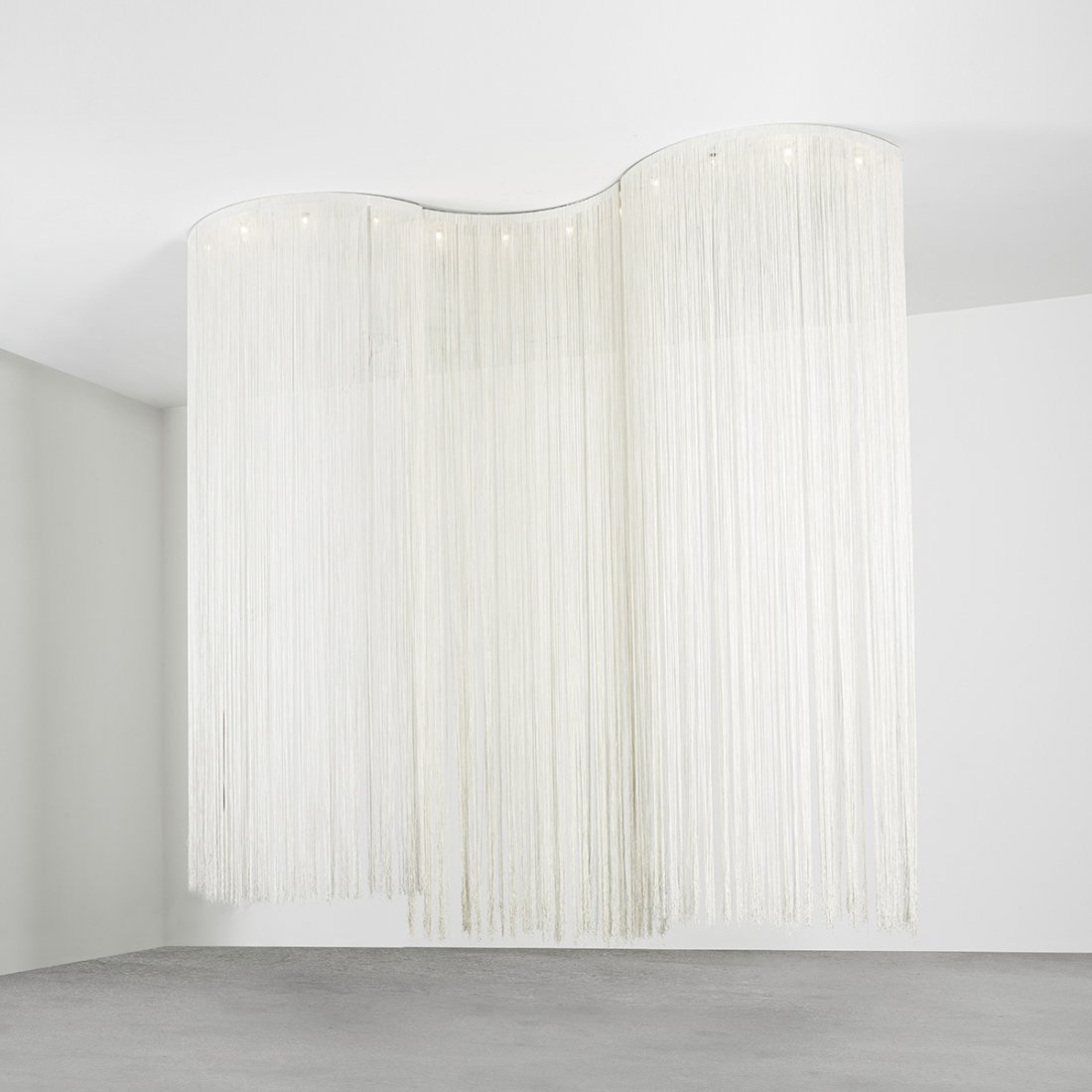 Kazuhide Takahama ceiling lamps, set of three: Kazuhide Takahama ceiling lamps, set of three Sirrah Italy, 1967 silk, enameled steel 112 h inches