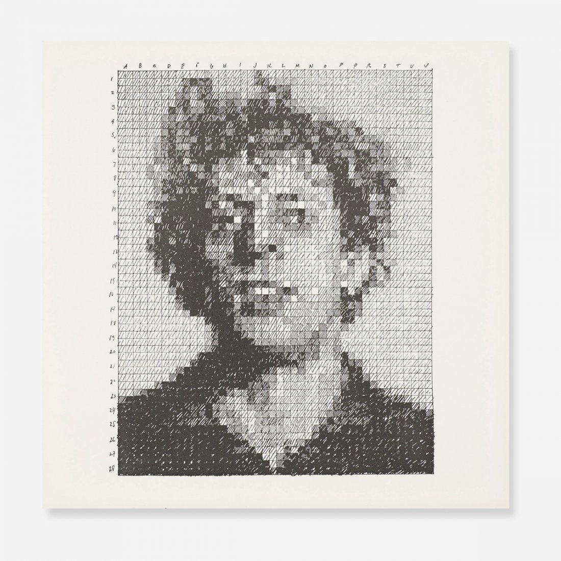 Chuck Close Phil: Chuck Close Phil USA, 1976 lithograph on paper 8 h x 8 w inches Printed signature and number to reverse 'C. Close 282/1000'. This work is number 282 from the edition of 1000 published by Parasol Press