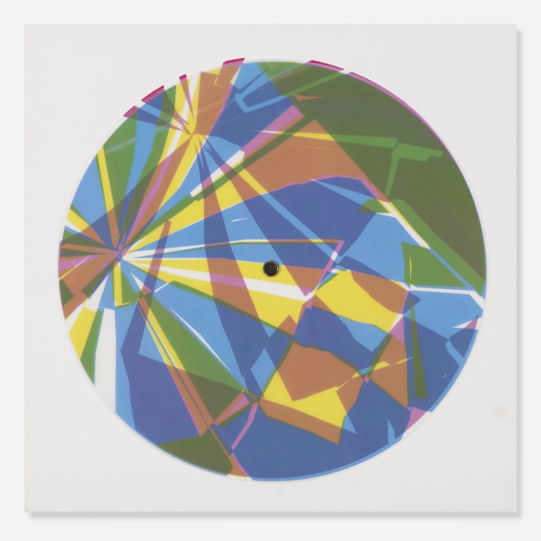 Tauba Auerbach Glasser/Apply LP: Tauba Auerbach Glasser/Apply LP USA, 2009 acrylic, ink on paper, brass, vinyl 12.25 w x 12.25 d inches