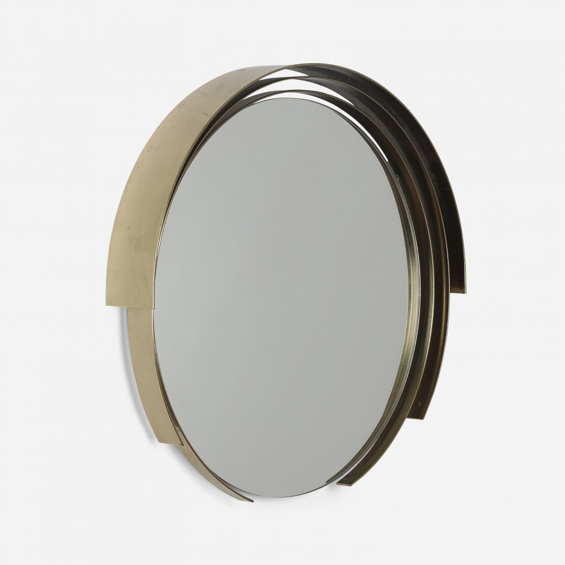 Curtis Jere mirror: Curtis Jere mirror USA, 1982 brass-plated steel, mirrored glass 23 w x 3.25 d x 22 h inches Signed and dated to edge: [C Jere 1982].