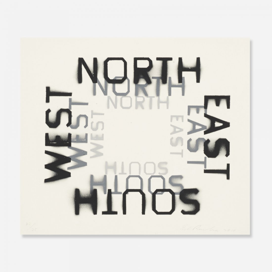 Edward Ruscha All Points Black State: Edward Ruscha All Points Black State USA, 2010 etching and aquatint on paper 12 h x 14 w inches Signed, dated and numbered to lower edge 'Ed Ruscha 2010 22/25'. This work is number 22 from the edition