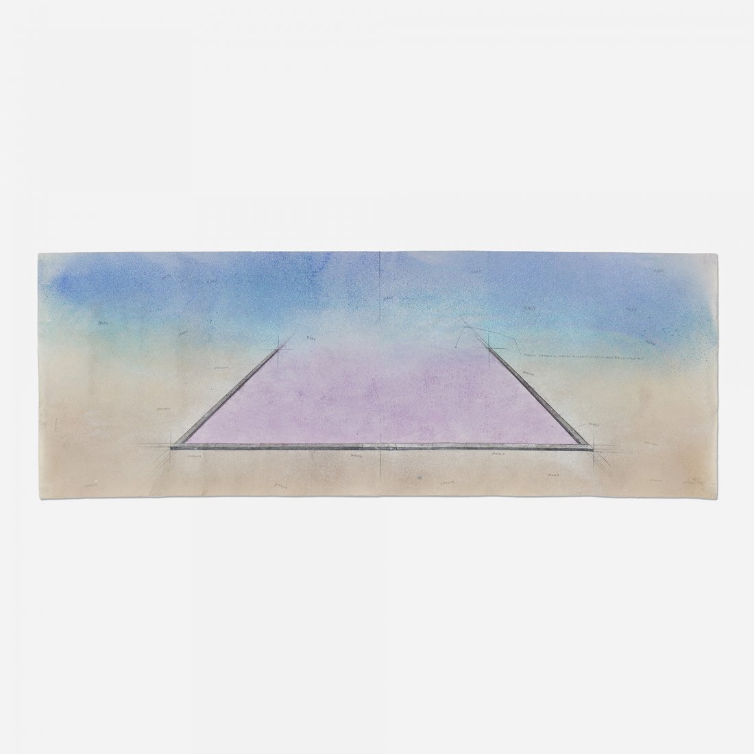 Gilberto Zorio Spaggia che cambia colore: Gilberto Zorio Spaggia che cambia colore Italy, 1972 gouache and collage on handmade paper 27.5 h x 77 w inches Signed, numbered and dated to lower right corner 'G. Zorio 44/50 1972'. This work is num