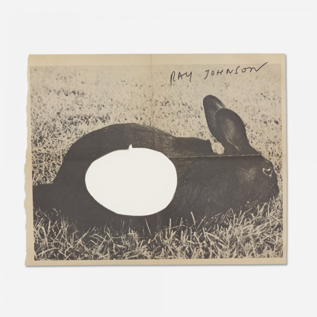 Ray Johnson Untitled: Ray Johnson Untitled USA, c. 1970 ink on paper 8.25 h x 10 w inches Signed to upper right 'Ray Johnson'. Sold with envelope addressed to Stuart, various newspaper clippings and small collages.