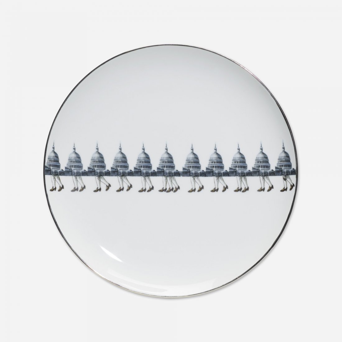 Howard Kottler The Capitol Walk: Howard Kottler The Capitol Walk USA, 1967 glazed porcelain with applied decoration 10.25 dia inches Stamped signature to verso 'Howard Kottler'. Literature: Look Alikes: The Decal Plates of Howard Kot