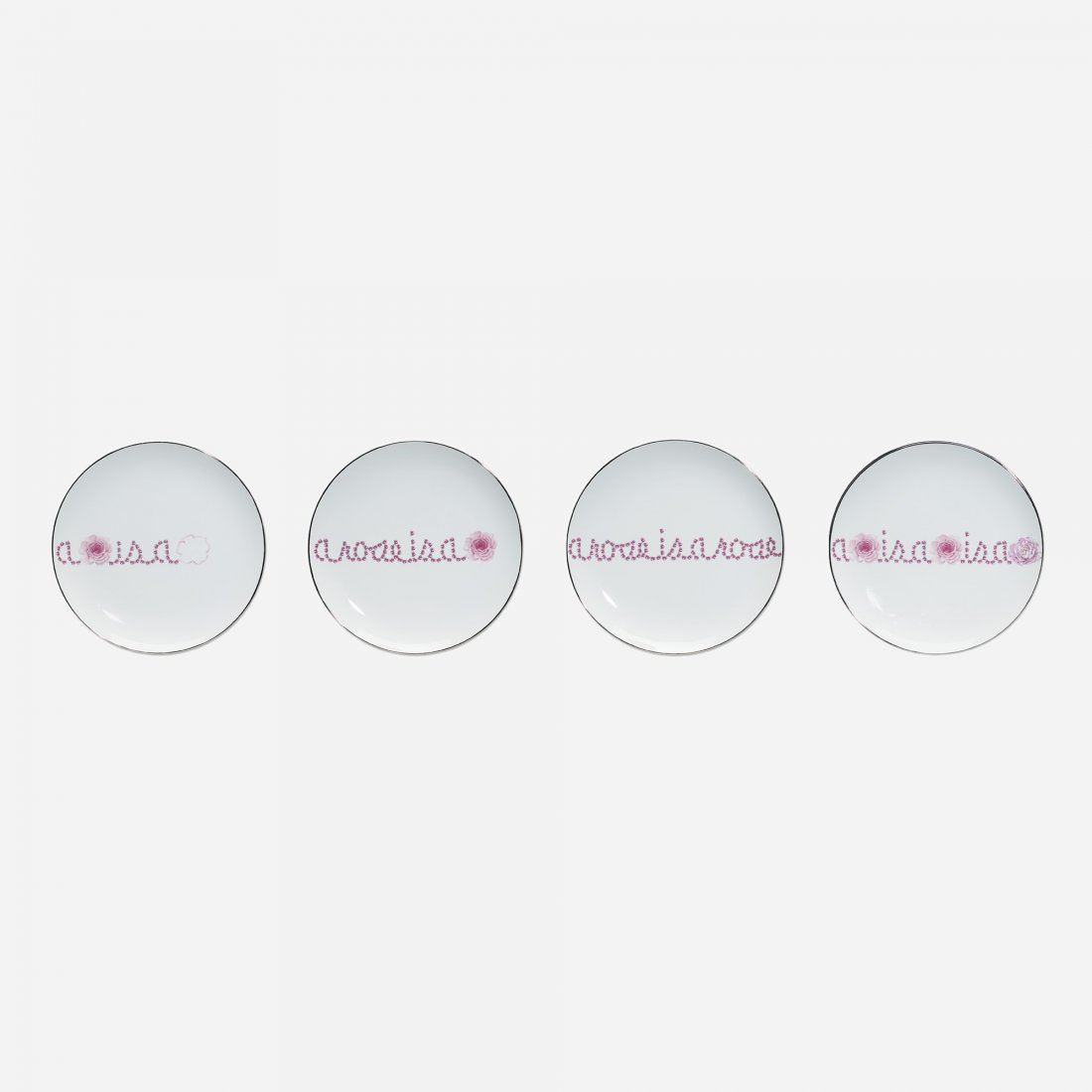 Howard Kottler Homage to Gertrude (four works): Howard Kottler Homage to Gertrude (four works) USA, 1972 glazed porcelain with applied decoration 10.25 dia inches Stamped signature to verso of each example 'Howard Kottler'. Homage to Gertrude inclu