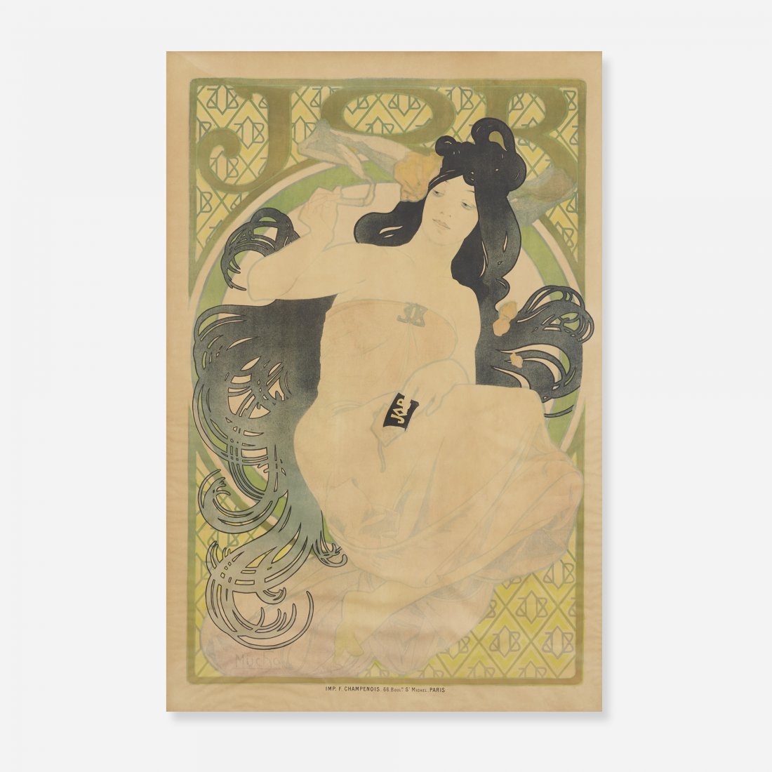 Alphonse Mucha Job: Alphonse Mucha Job Czech Republic, 1898 lithograph on paper 55 h x 36 w inches Provenance: Detroit Institute of Arts | Estate of Dr. Martyna Miskinis, Orchard Lake, MI