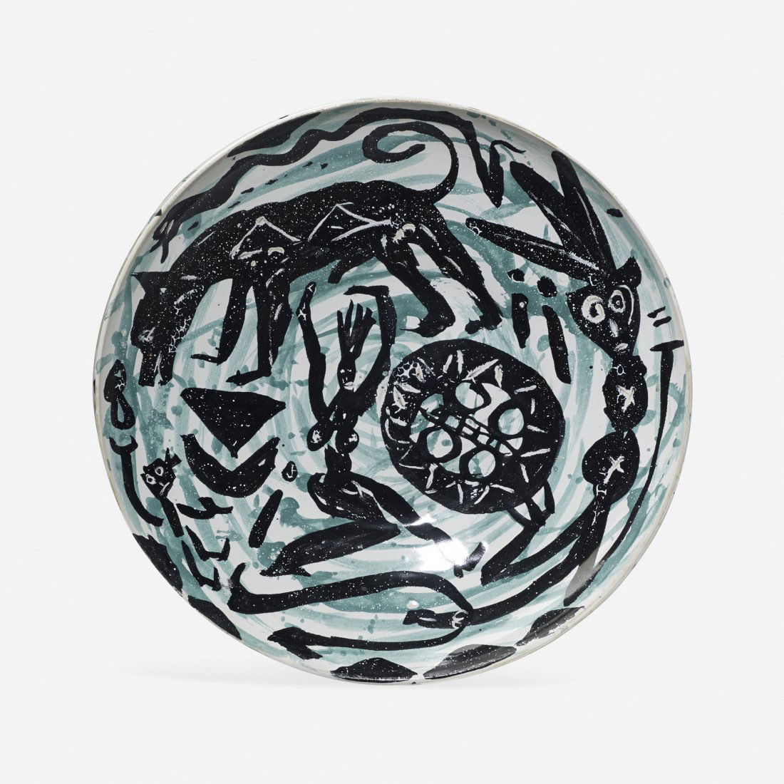 A. R. Penck bowl: A. R. Penck bowl Germany, 1988 glazed stoneware 16 dia x 2.75 h inches Glazed signature to underside 'AR Penck'.