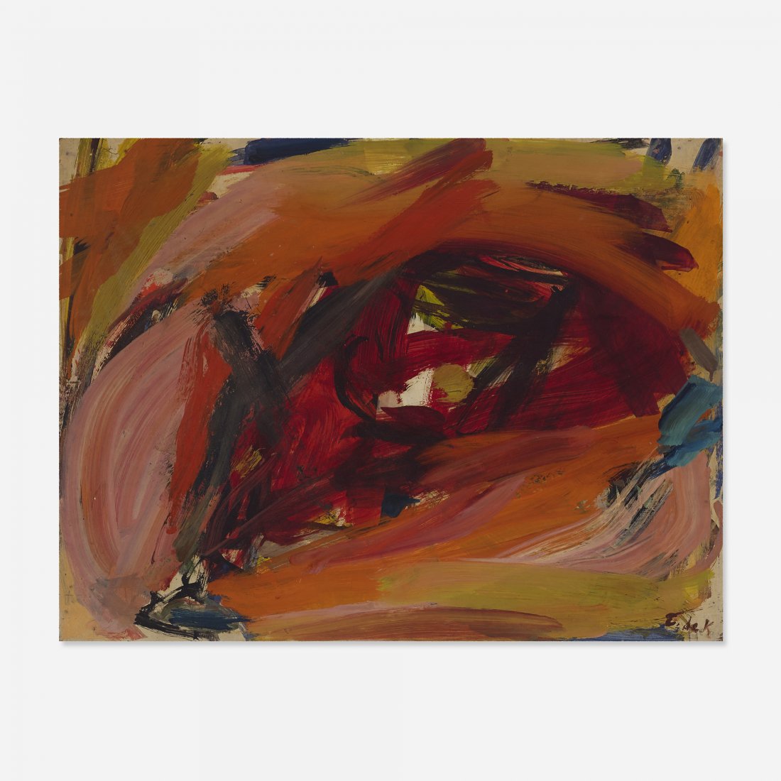 Elaine de Kooning Faena: Elaine de Kooning Faena USA, 1960 oil on Masonite 18.25 h x 24 w inches Signed to lower right corner 'E. de K'. Signed, titled and dated to verso 'Elaine de Kooning Faena 60'
