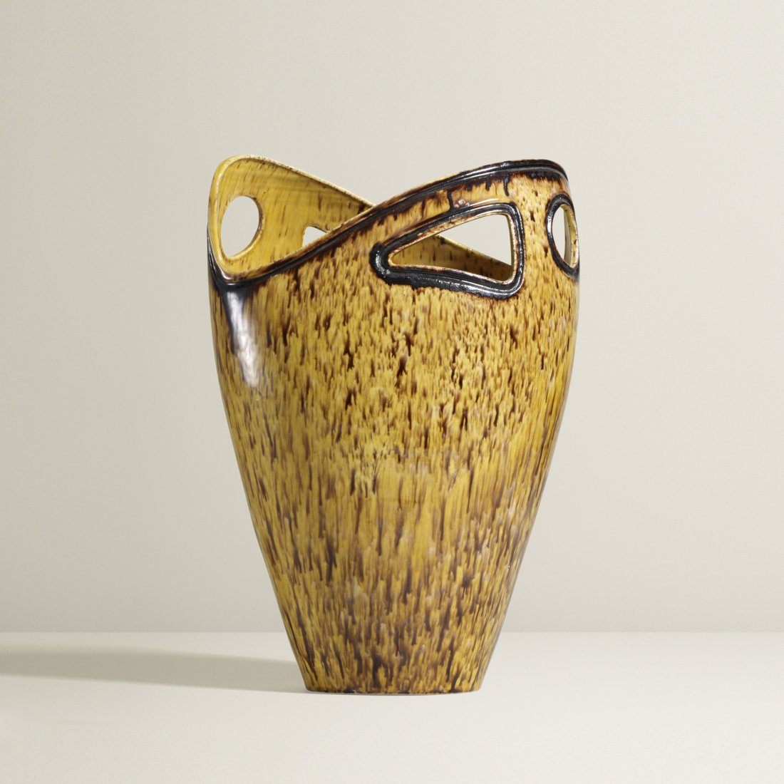 Accolay vase: Accolay vase France, c. 1950 glazed ceramic 10.75 w x 7.5 d x 14.75 h inches Incised markings to underside.