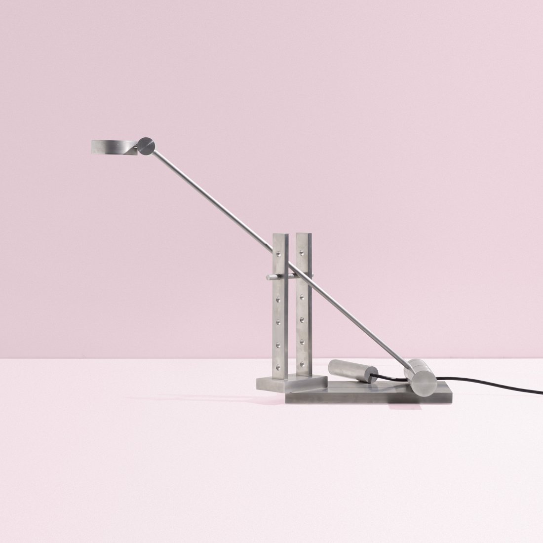 Lawrence Laske prototype Lamp no. 3: Lawrence Laske prototype Lamp no. 3 Memphis USA, 1988 brushed aluminum 27 w x 8 d x 14.75 h inches