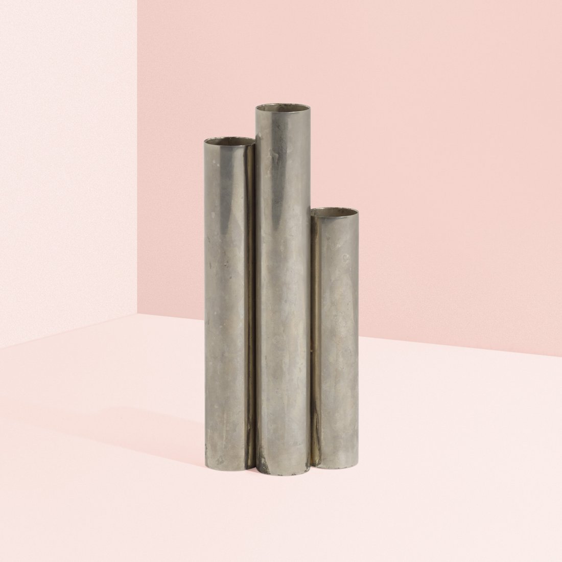 In the manner of Gio Ponti vase: In the manner of Gio Ponti vase Italy, c. 1930 silver-plated steel 3.5 w x 1.75 d x 8 h inches Provenance: Collection of Lawrence Laske