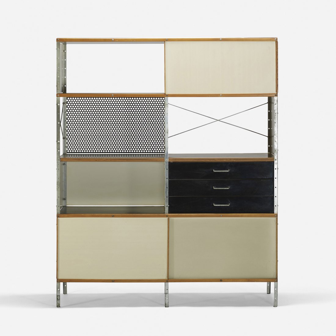 Charles and Ray Eames ESU 420-N: Charles and Ray Eames ESU 420-N Herman Miller USA, 1950 birch, masonite, enameled steel, fiberglass, laminate 47 w x 16.5 d x 59 h inches Literature: Eames Design: The Work of the Office of Charles an