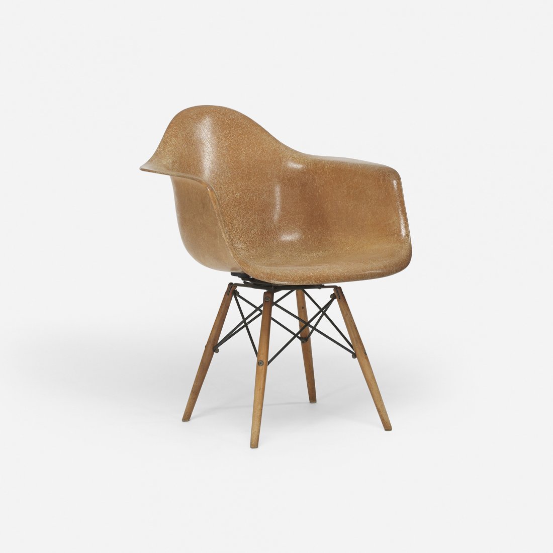 Charles and Ray Eames PAW: Charles and Ray Eames PAW Herman Miller USA, 1950 molded fiberglass, enameled steel, birch 25 w x 23.5 d x 31 h inches Signed with partial decal label to underside. Literature: Eames Design: The Work 