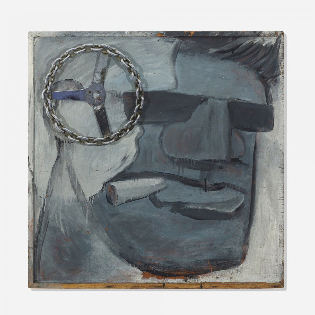 Robert Loughlin Untitled: Robert Loughlin Untitled USA, 1985 oil on wood panel, found object 36 h x 36 w inches Provenance: Collection of Robert Swope and Michel Hurst