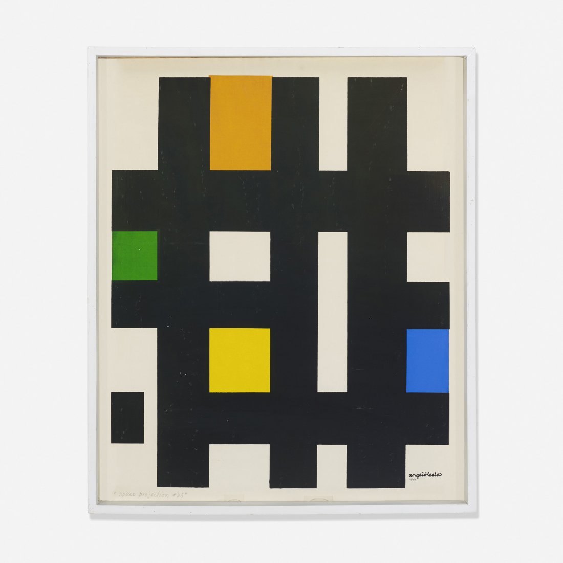 Angelo Testa Space Projection #28: Angelo Testa Space Projection #28 USA, 1958 screen print on paper 26 h x 22 w inches Signed and dated to lower right: [Angelo Testa 1958] and titled to lower left: [Space Projection #28]. Provenance: