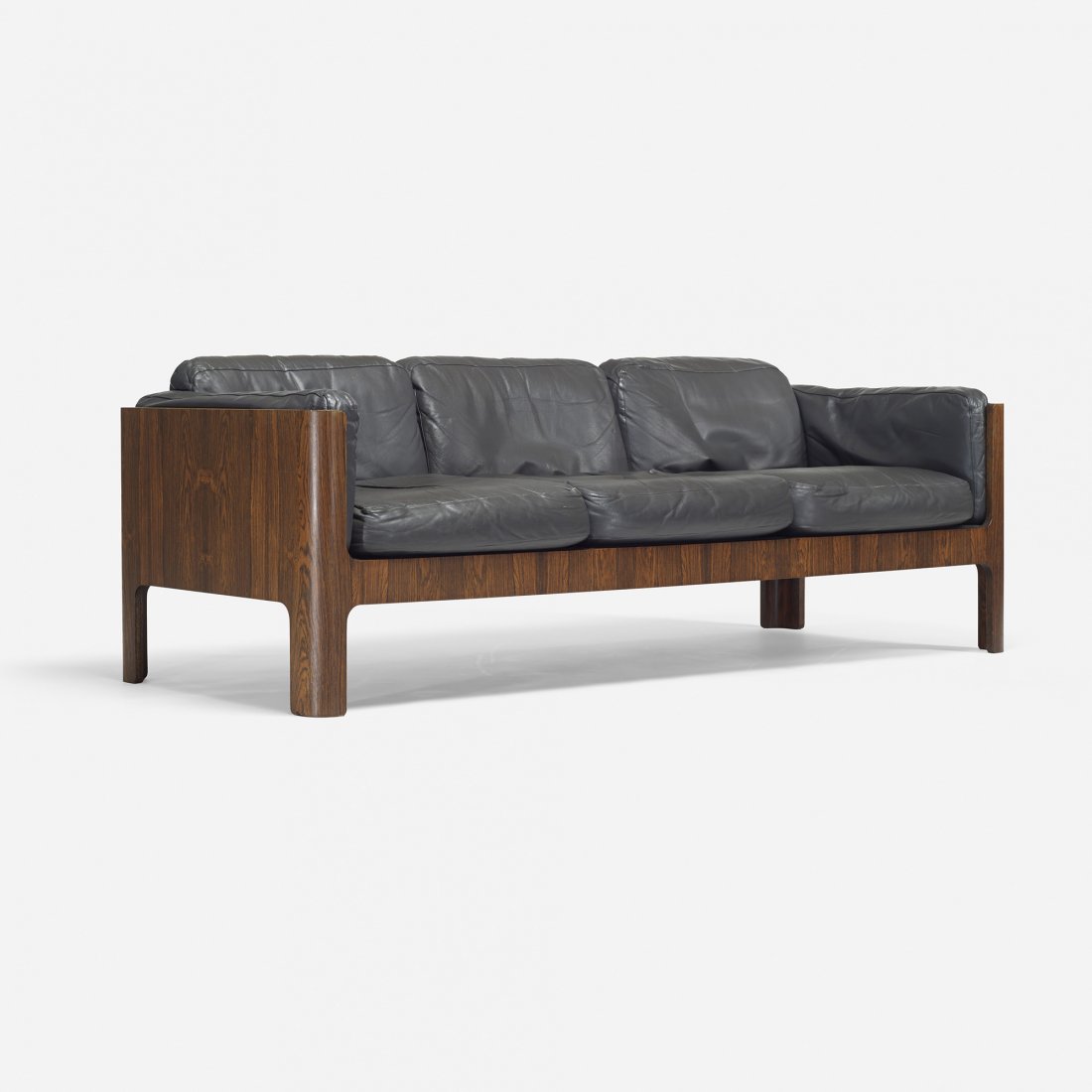 Isamu Kenmochi sofa: Isamu Kenmochi sofa Tendo Mokko Japan, 1967 rosewood, leather 72.25 w x 31 d x 26 h inches Literature: Japanese Modern: Retrospective Kenmochi Isamu, Kenmochi, pg. 194
