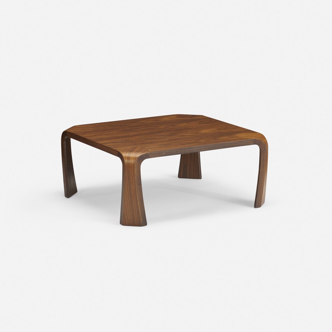 Saburo Inui coffee table: Saburo Inui coffee table Tendo Mokko Japan, c. 1960 rosewood 29.75 w x 29.75 d x 13.25 h inches Signed with applied manufacturer's label to underside: [Tendo]. Literature: Design Japonais 1950-1995, C